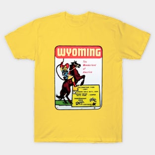 Wyoming - 1950s Tourist Window & Luggage Decal T-Shirt